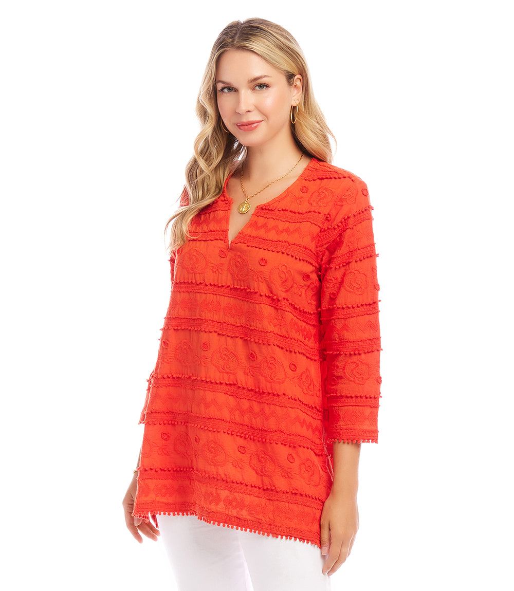 3/4 Sleeve Embroidered Tunic