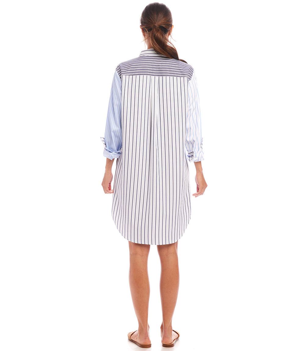 Long Sleeve Mixed Stripe Shirtdress