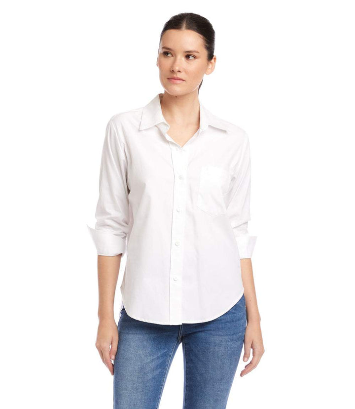 Ruched Sleeve Button-Up Shirt