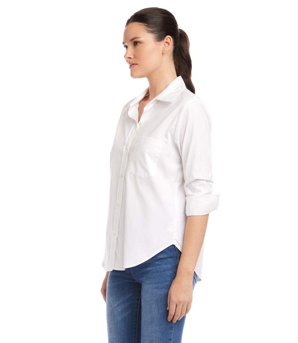 Ruched Sleeve Button-Up Shirt