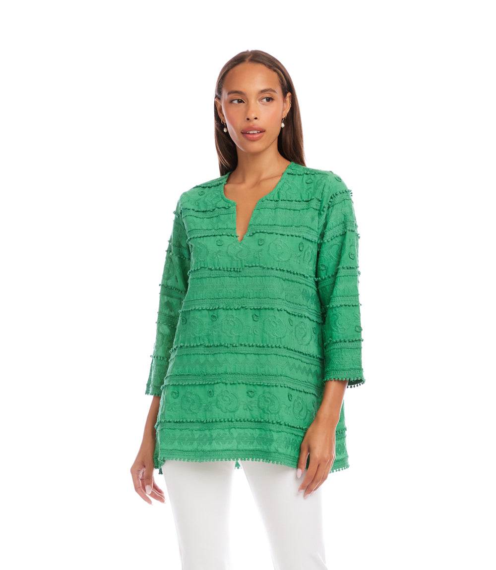 3/4 Sleeve Embroidered Tunic