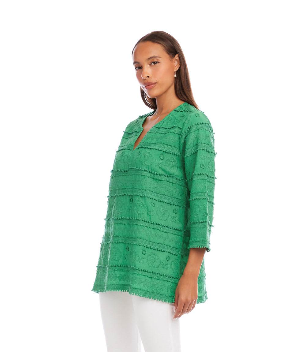 3/4 Sleeve Embroidered Tunic