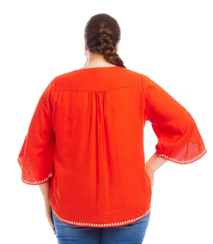 Plus Size Bracelet Sleeve Asymmetric Top