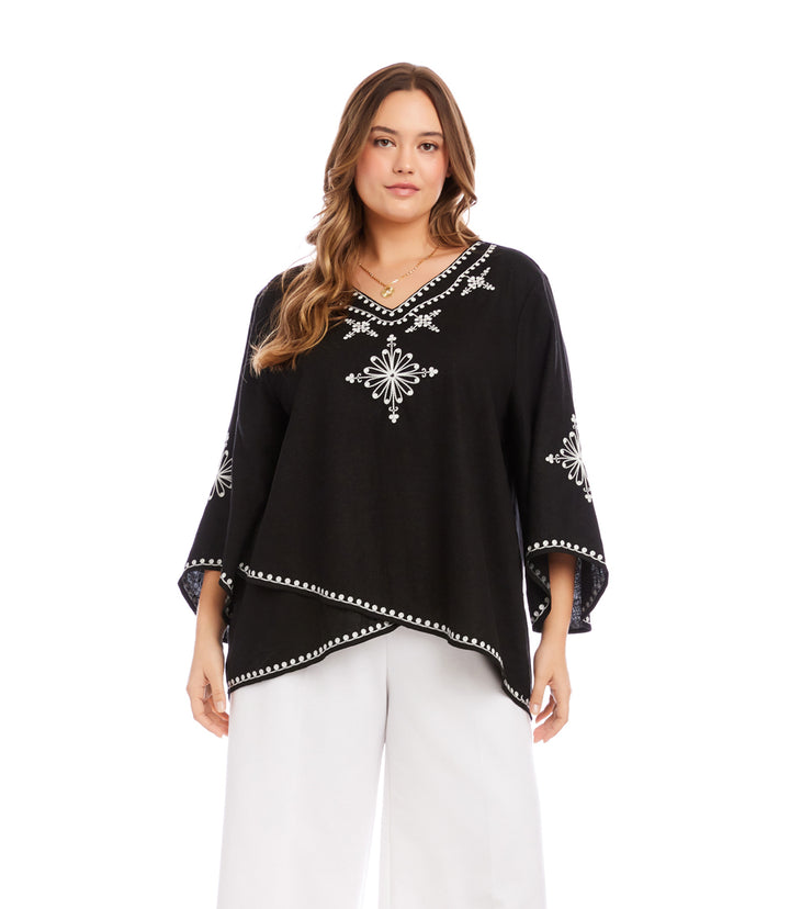 Plus Size Bracelet Sleeve Asymmetric Top