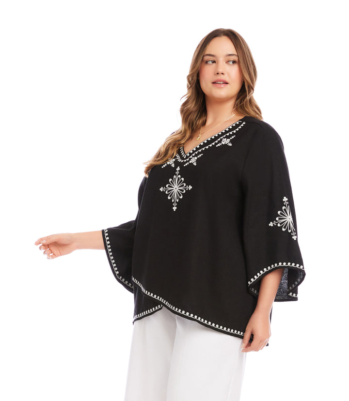 Plus Size Bracelet Sleeve Asymmetric Top