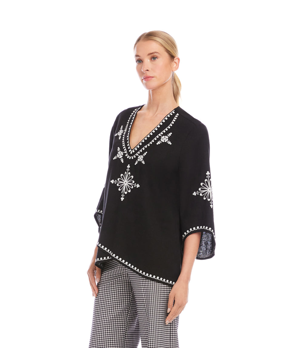 Bracelet Sleeve Embroidered Asymmetric Top