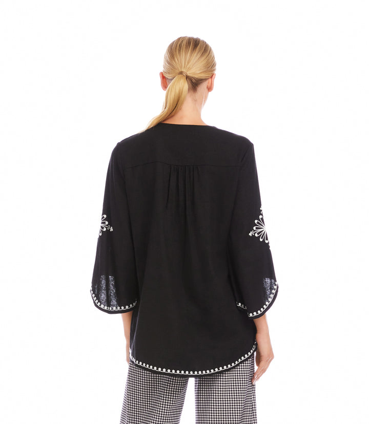 Bracelet Sleeve Embroidered Asymmetric Top