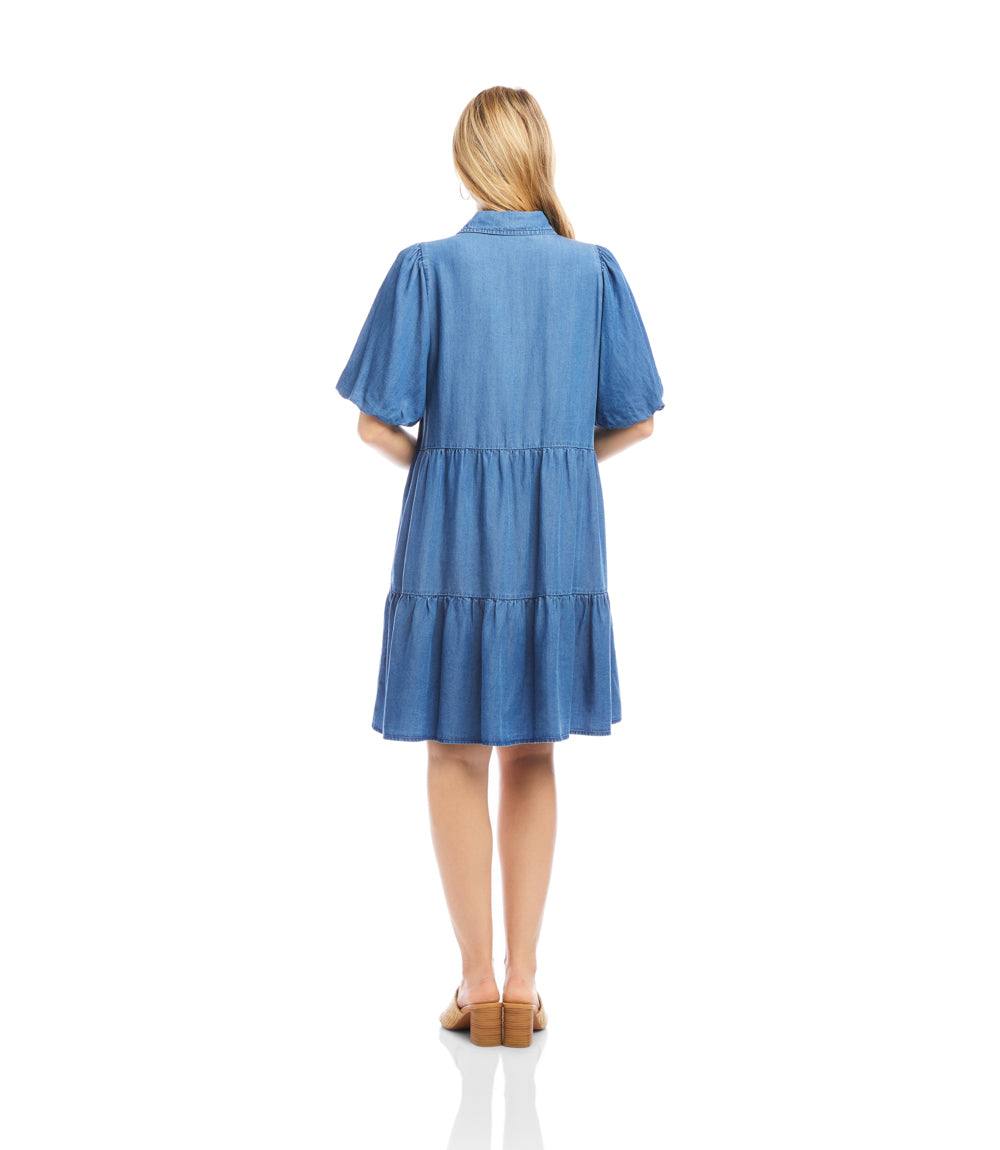 Karen Kane Women's Puff Sleeve Tiered Shirtdress, Xs