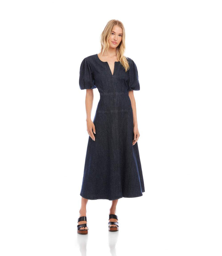 Puff Sleeve Midi Dress