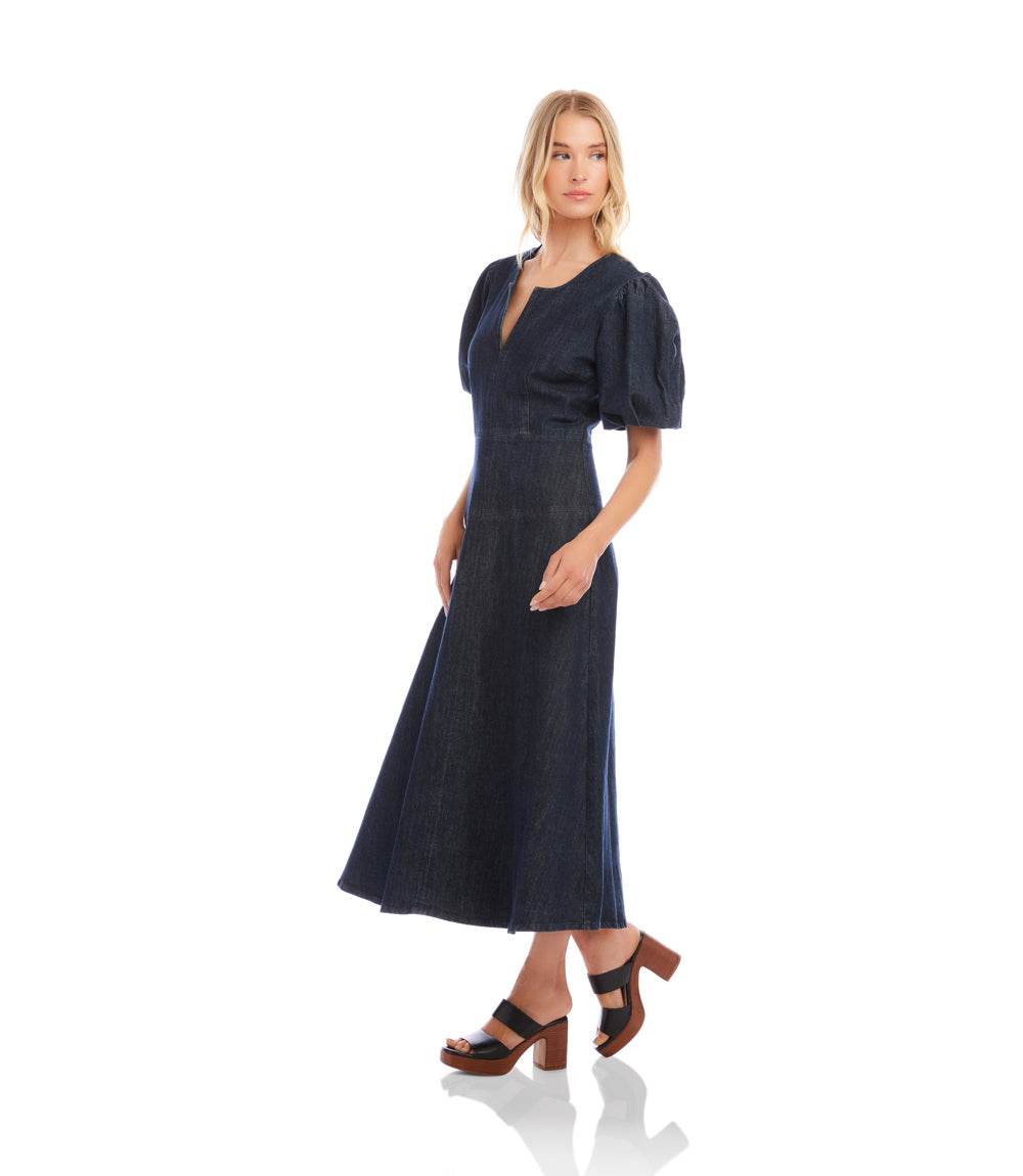 Puff Sleeve Midi Dress