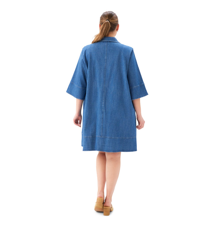 Plus Size Flare Sleeve Shirtdress