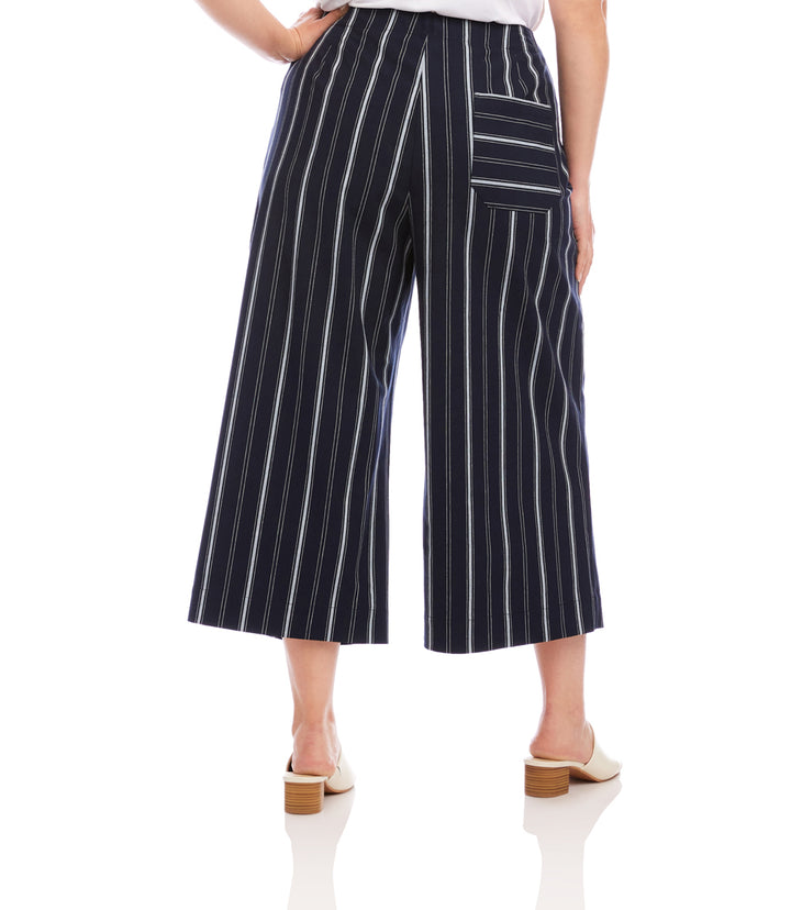 Plus Size Stripe Cropped Wide-Leg Pants