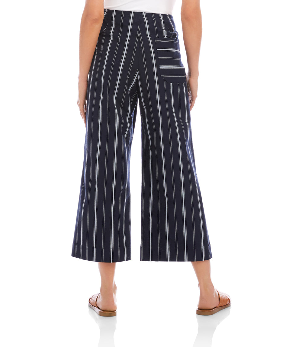 Stripe Cropped Wide-Leg Pants