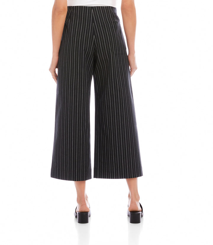 Stripe Cropped Wide-Leg Pants