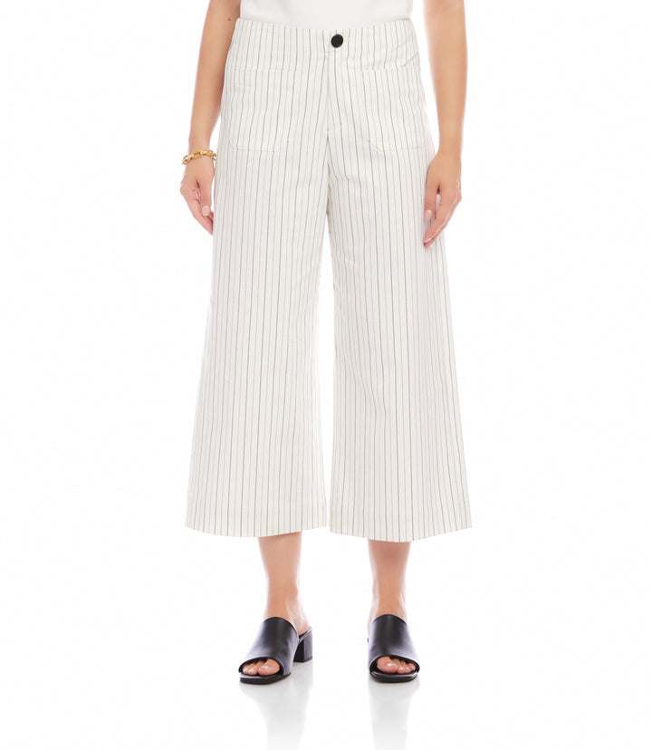 Stripe Cropped Wide-Leg Pants