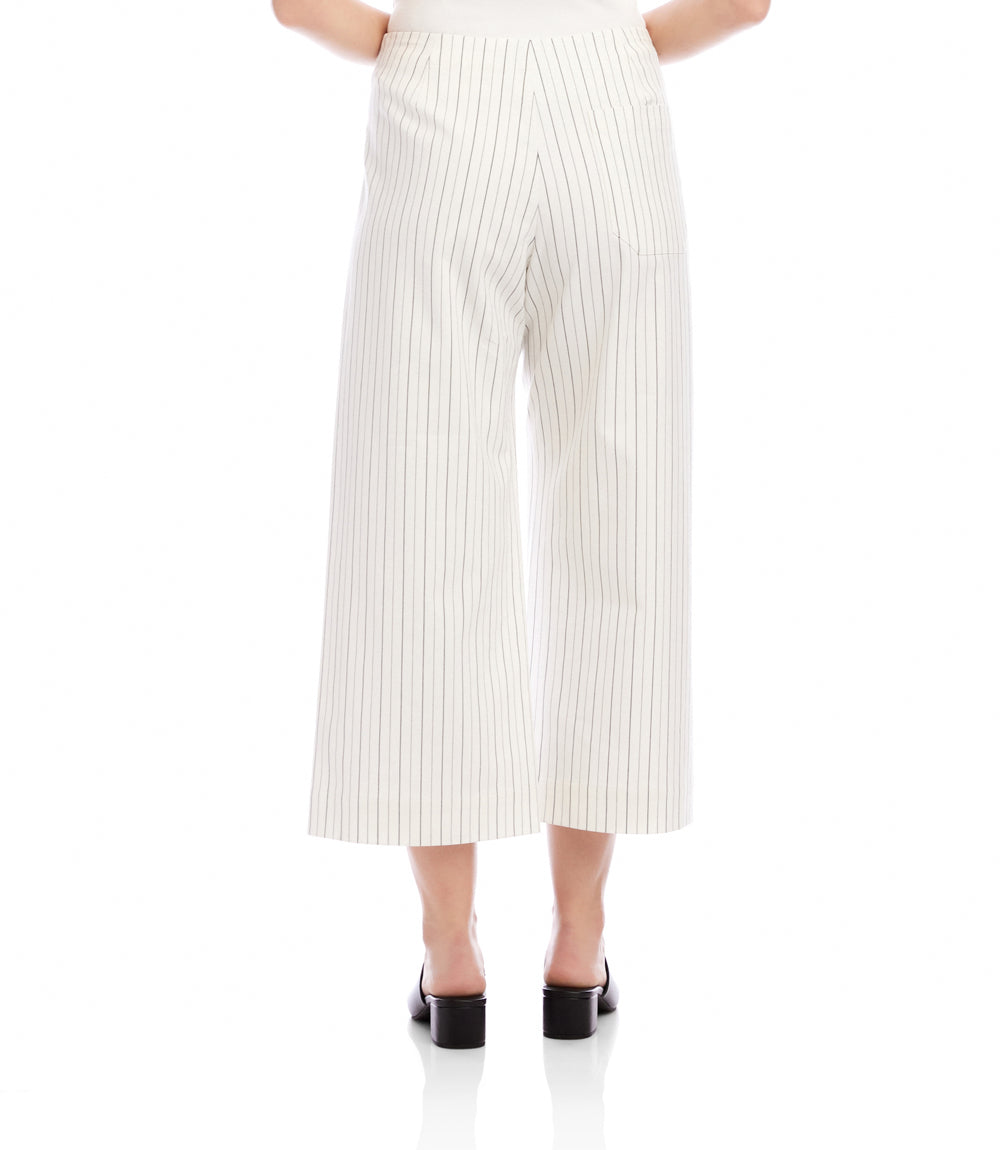 Stripe Cropped Wide-Leg Pants