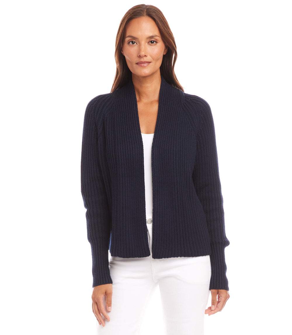 Cropped Open Front Cardigan - Soft Lightweight Fall Layering