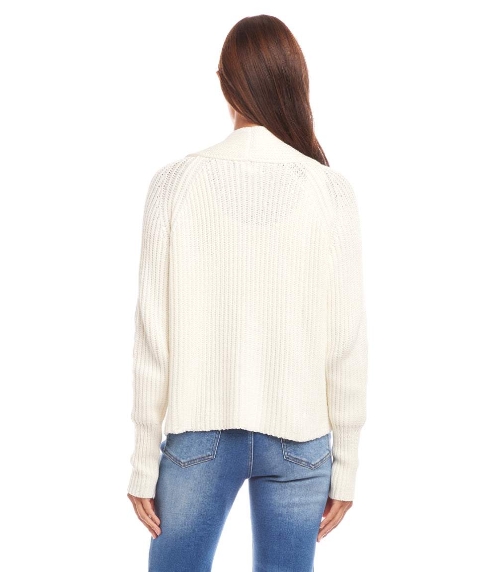 Cropped Open Front Cardigan - Lightweight, Relaxed Fit Sweater
