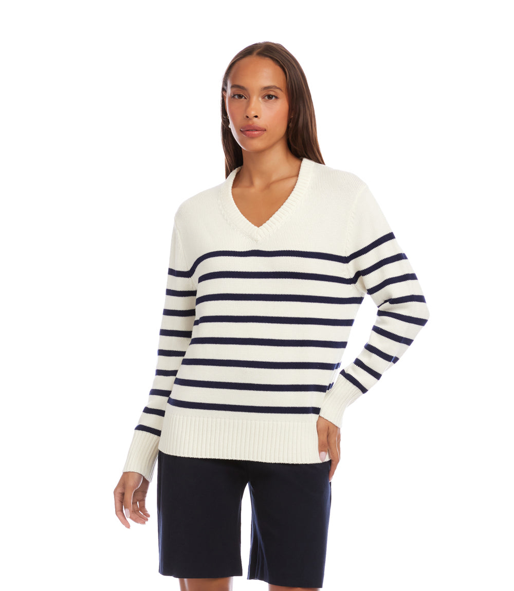Stripe V-Neck Sweater