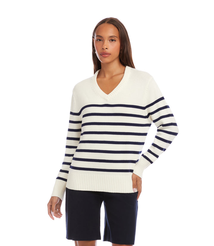 Stripe V-Neck Sweater