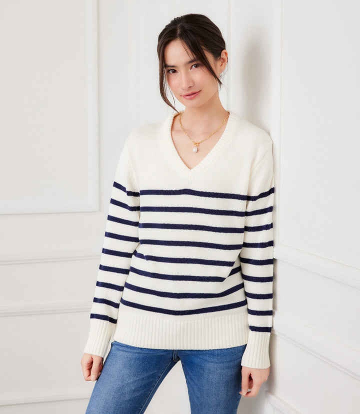 Stripe V-Neck Sweater