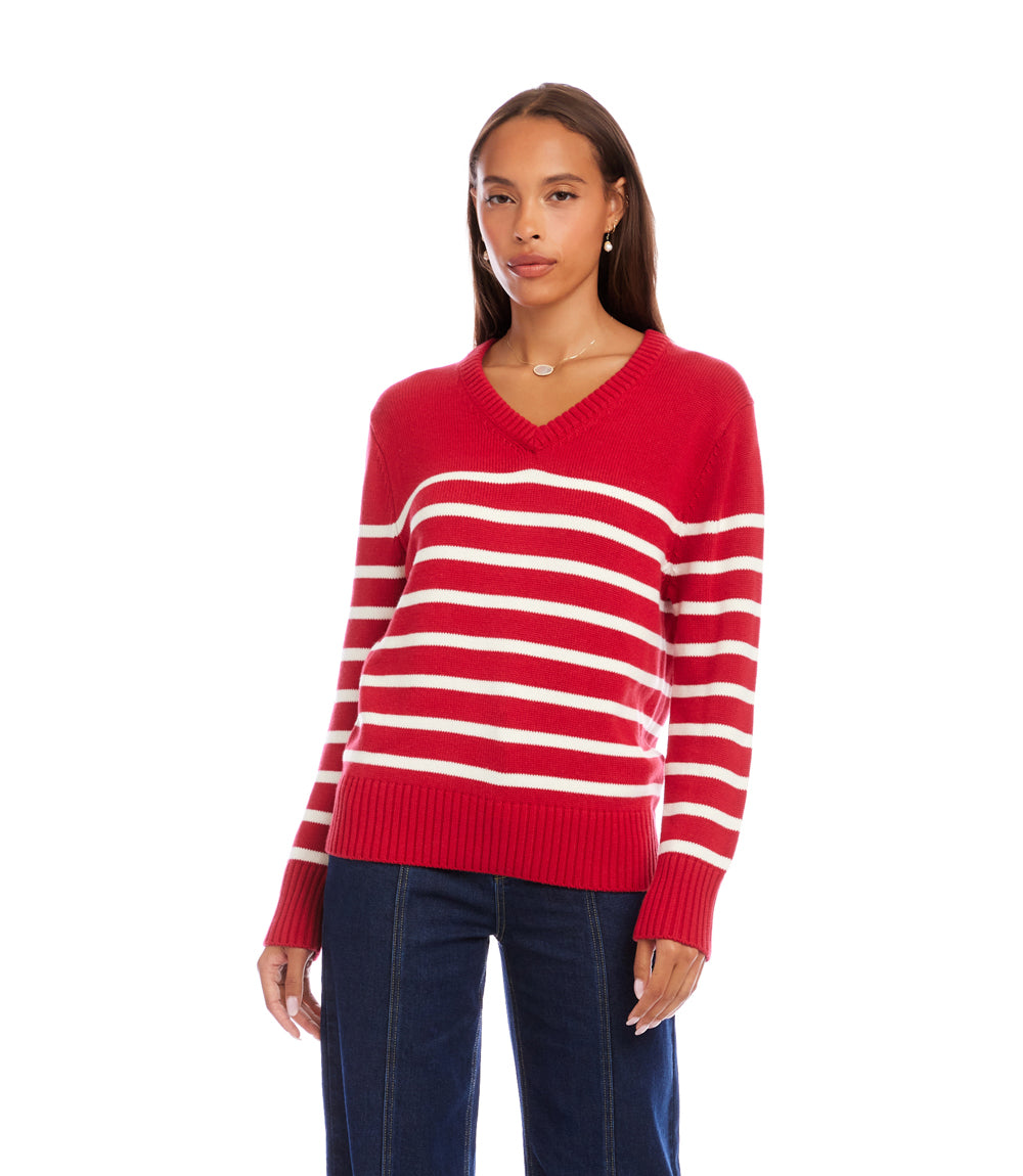 Stripe V-Neck Sweater