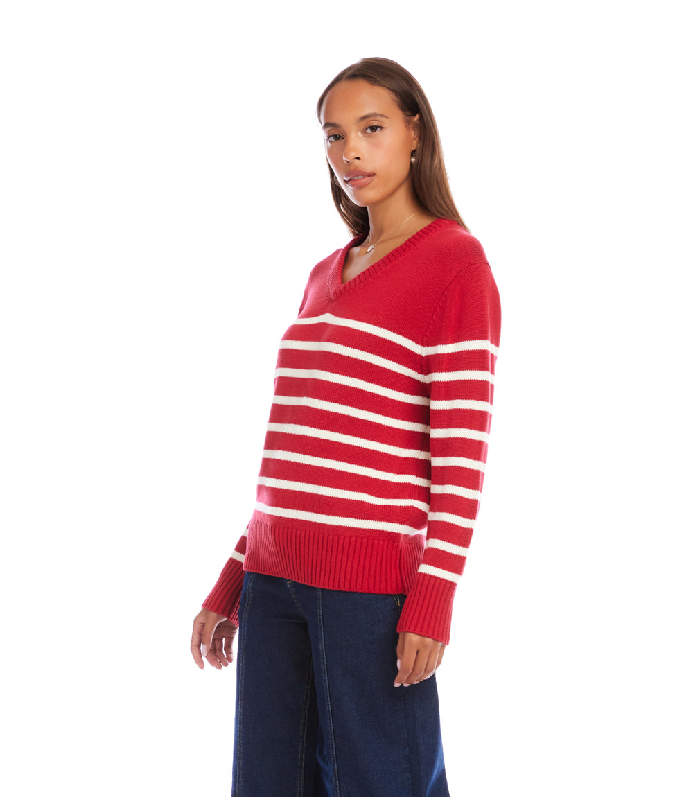 Stripe V-Neck Sweater