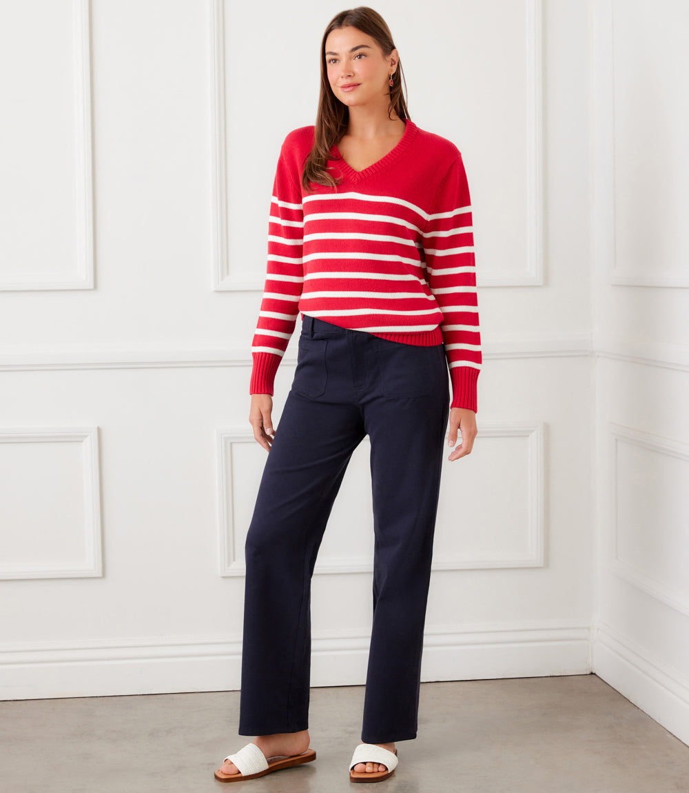 Stripe V-Neck Sweater