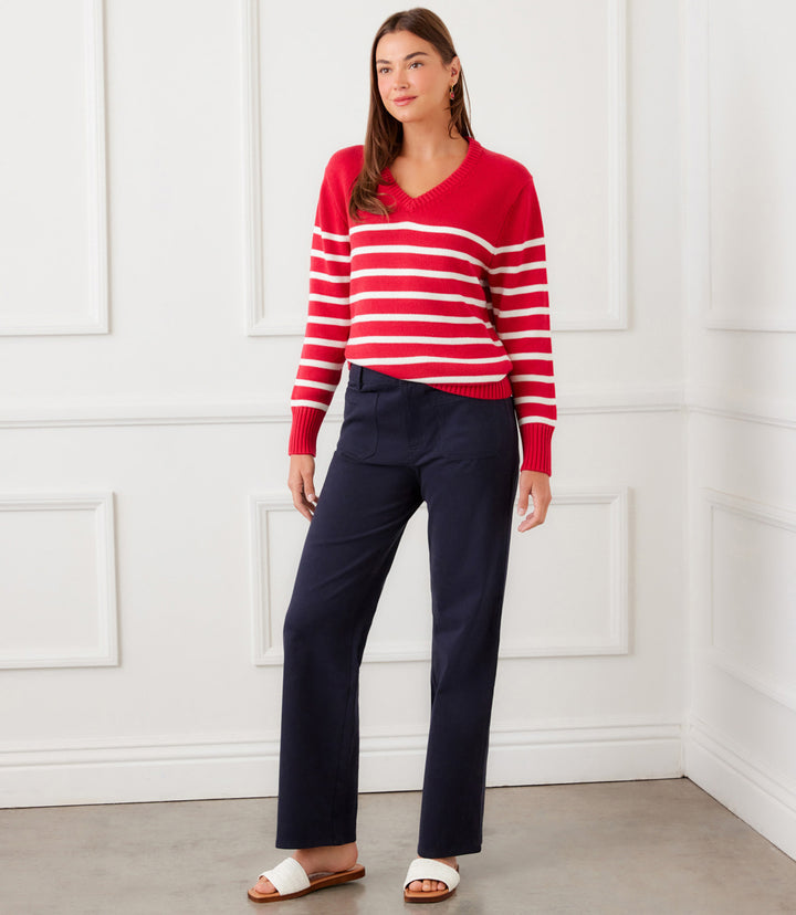Stripe V-Neck Sweater