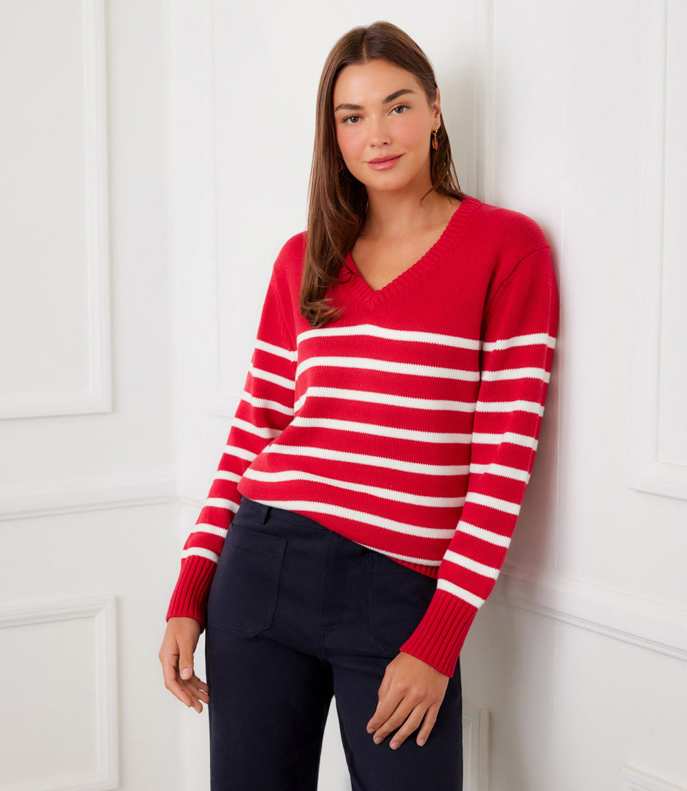 Stripe V-Neck Sweater