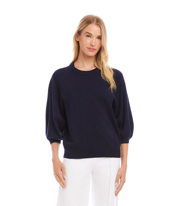 3/4 Puff Sleeve Raglan Sweater
