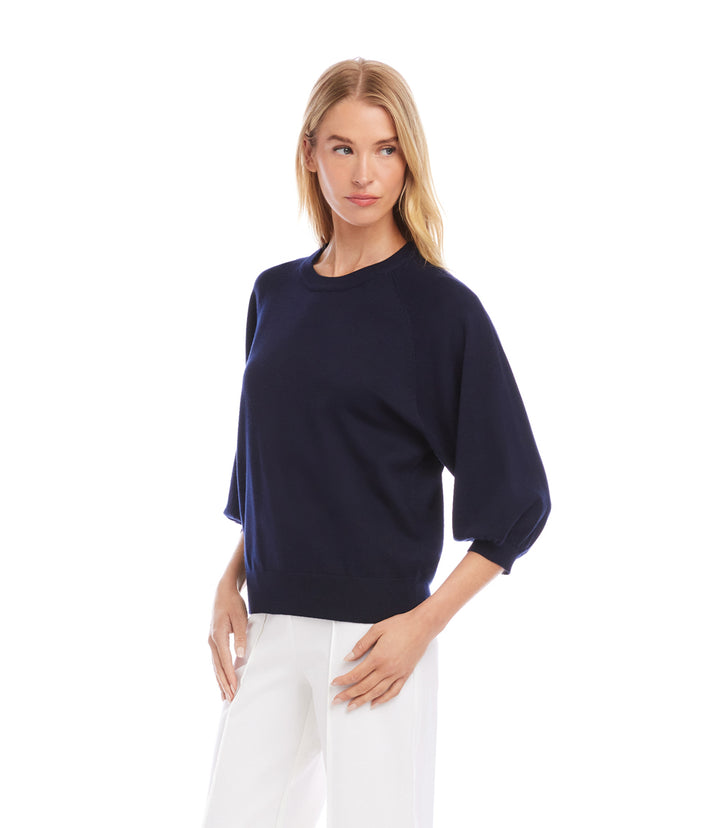 3/4 Puff Sleeve Raglan Sweater