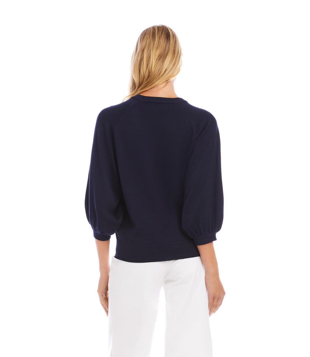 3/4 Puff Sleeve Raglan Sweater