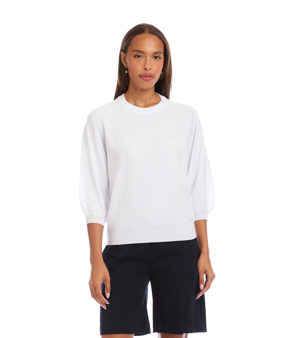 3/4 Puff Sleeve Raglan Sweater