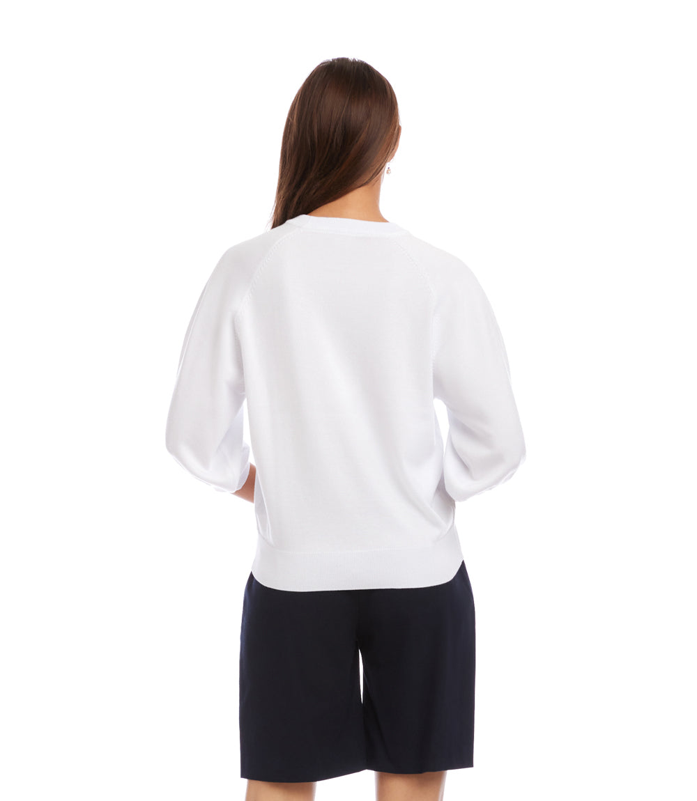 3/4 Puff Sleeve Raglan Sweater