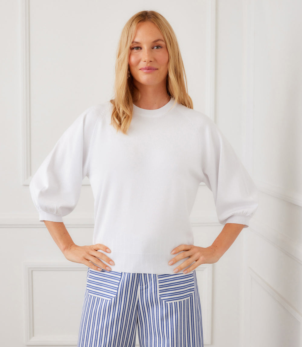 3/4 Puff Sleeve Raglan Sweater