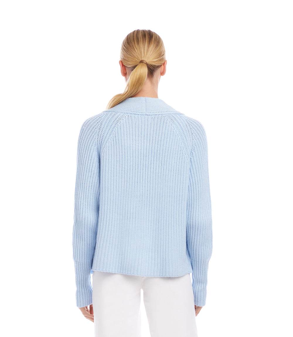 Cropped Open Front Cardigan - Lightweight Ribbed Knit Sweater for