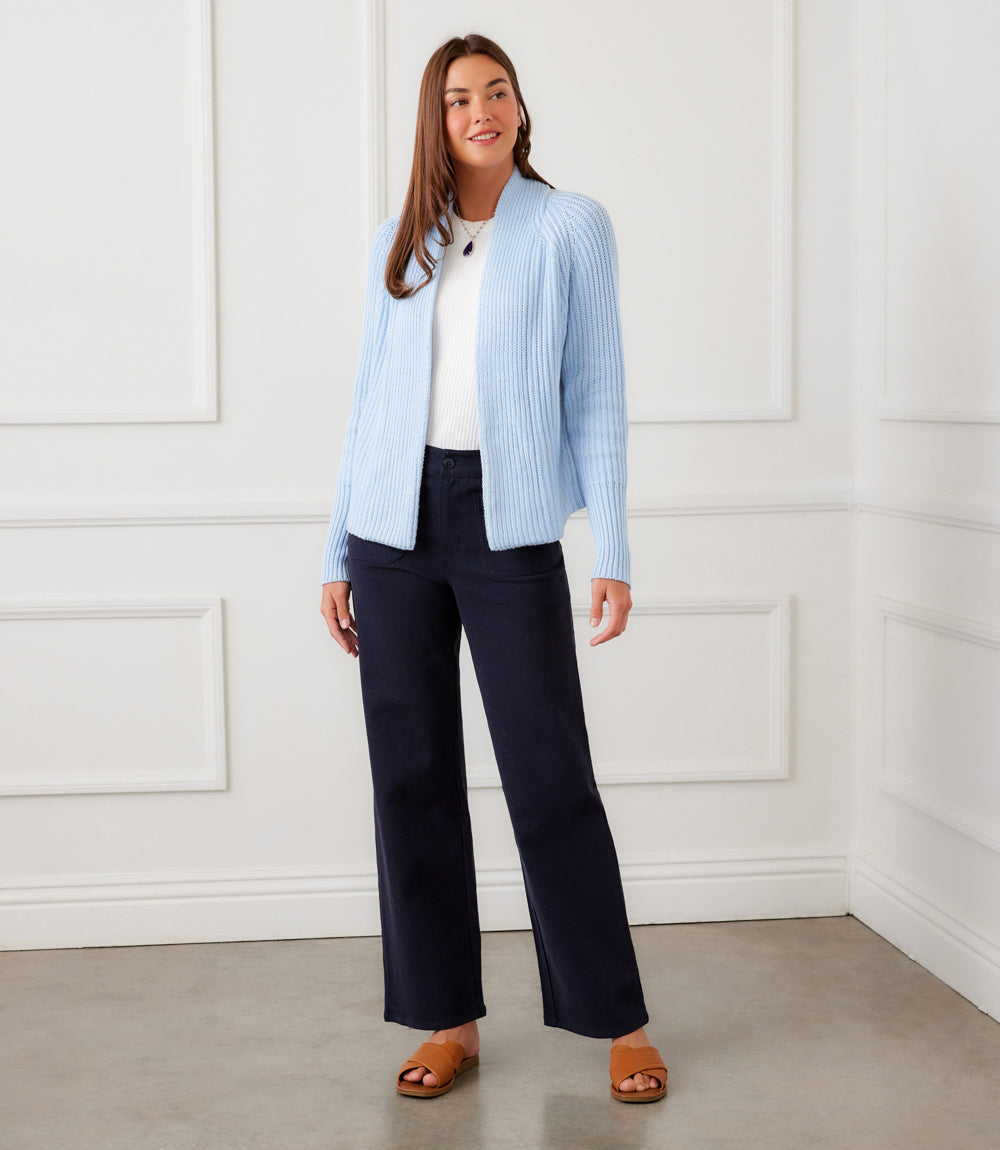 Cropped Open Front Cardigan Sweater