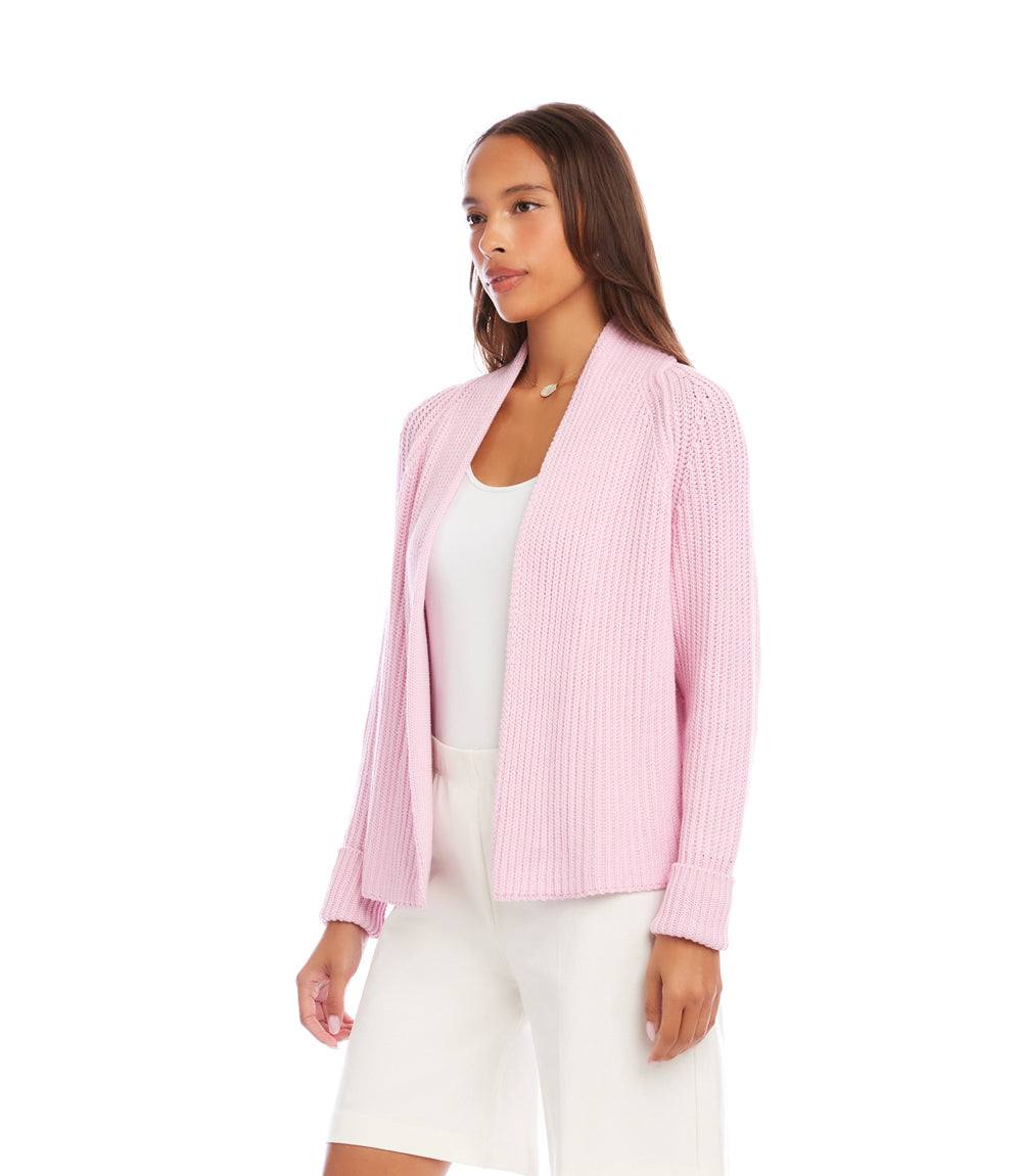 Cropped Open Front Cardigan - Lightweight & Versatile Knit Sweater