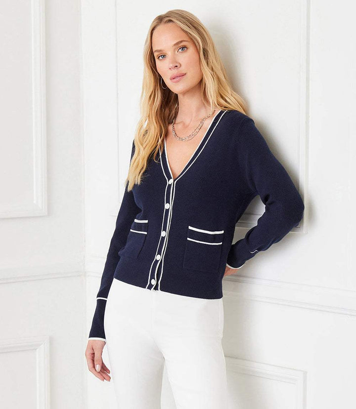 Contrast Trim Cardigan Sweater