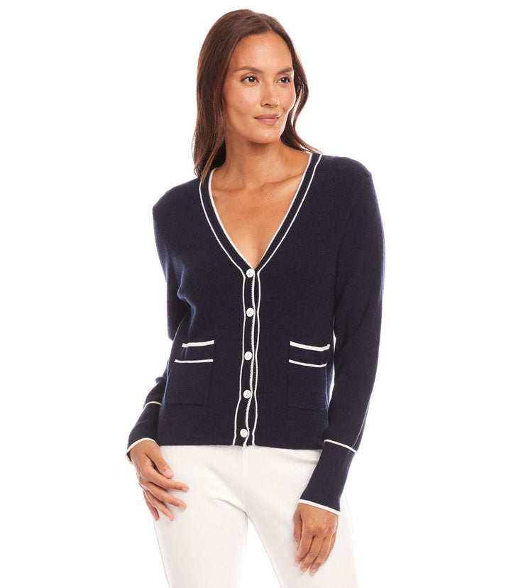 Contrast Trim Cardigan Sweater