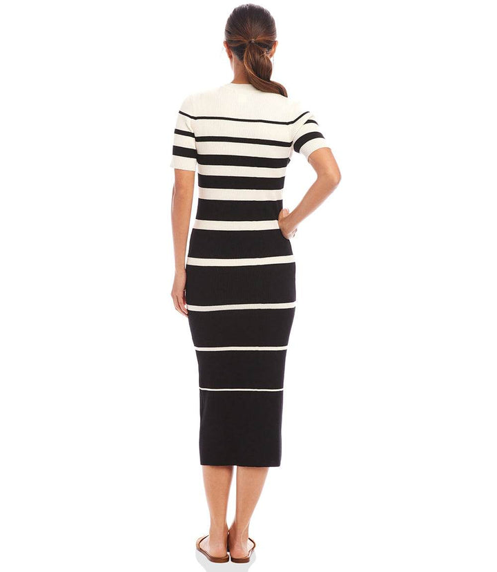 Stripe Ribbed Sweater Midi Dress