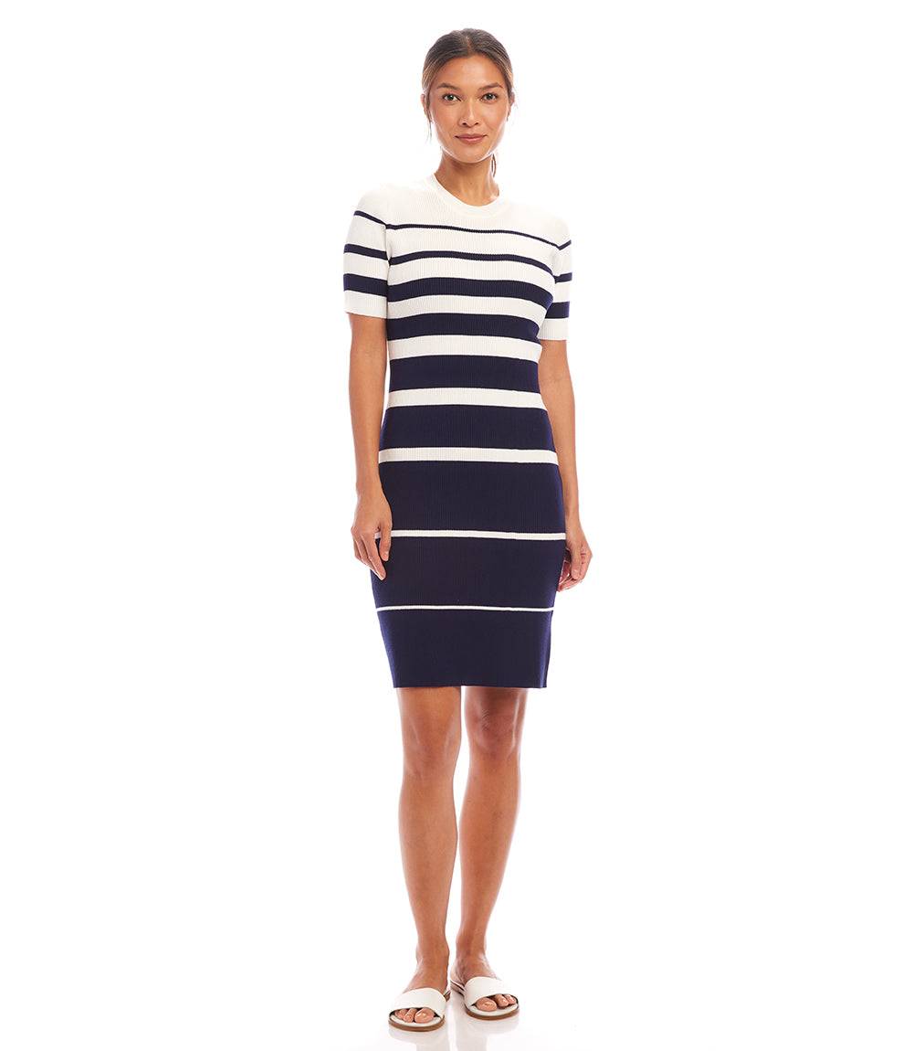 Stripe Ribbed Sweater Dress