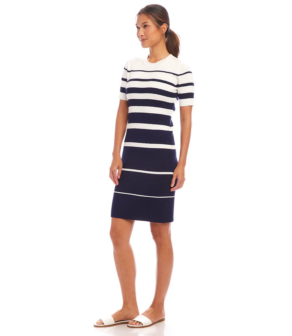 Stripe Ribbed Sweater Dress