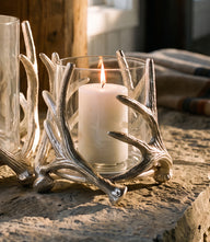Small Silver Antler Hurricane Candleholder