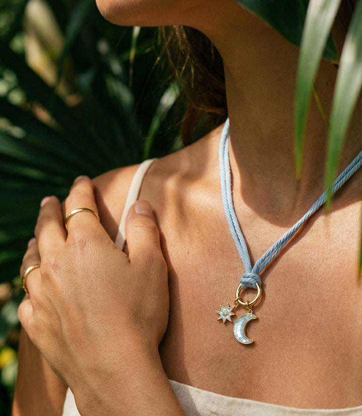 Moon And Starburst Cord Necklace