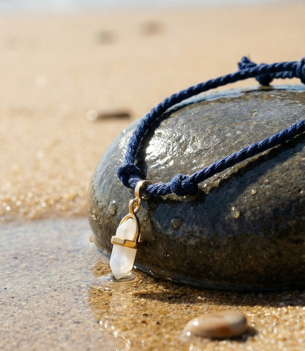 Moonstone Point Cord Bracelet