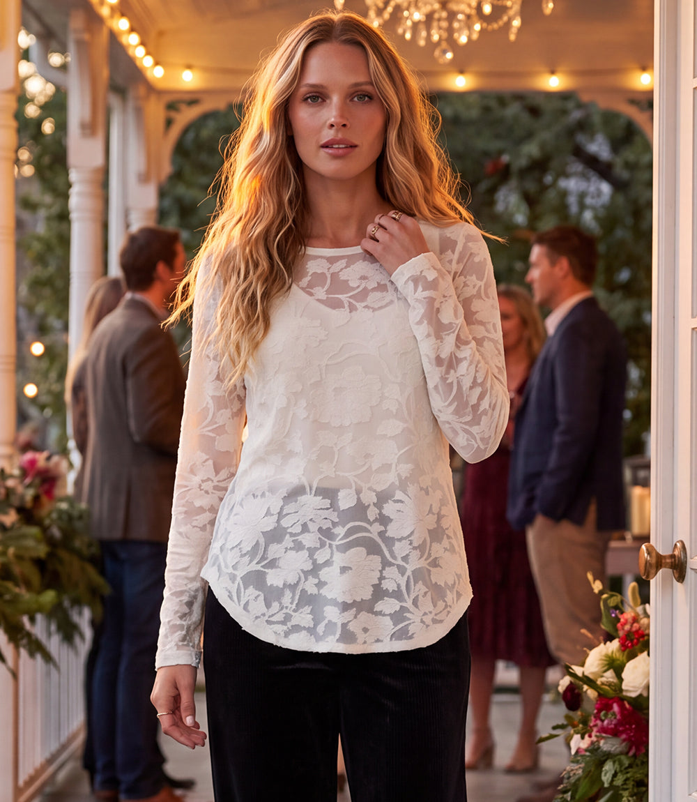 Long Sleeve Burnout Shirttail Top