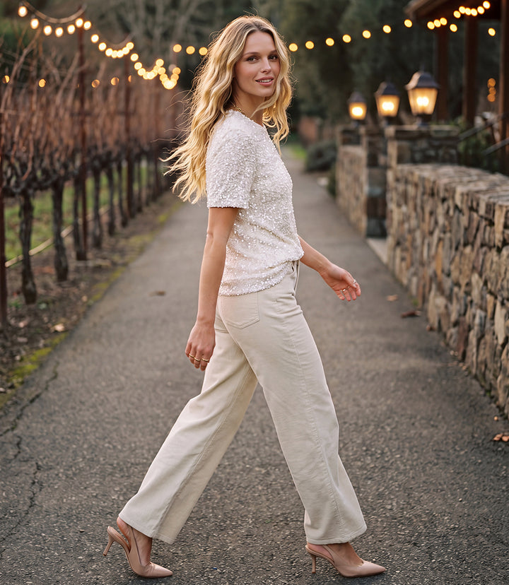 Corduroy Full Length Wide-Leg Pants
