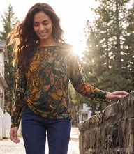 Long Sleeve Tie-Dye Burnout Side-Pick Up Top
